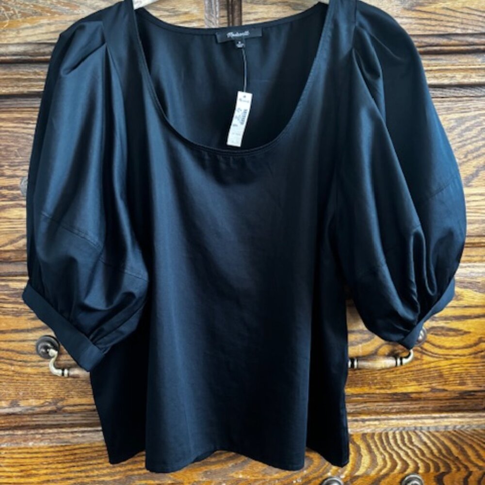 Madewell Relaxed Scoopneck Short-Sleeve Top in True Black - Picture 3 of 4